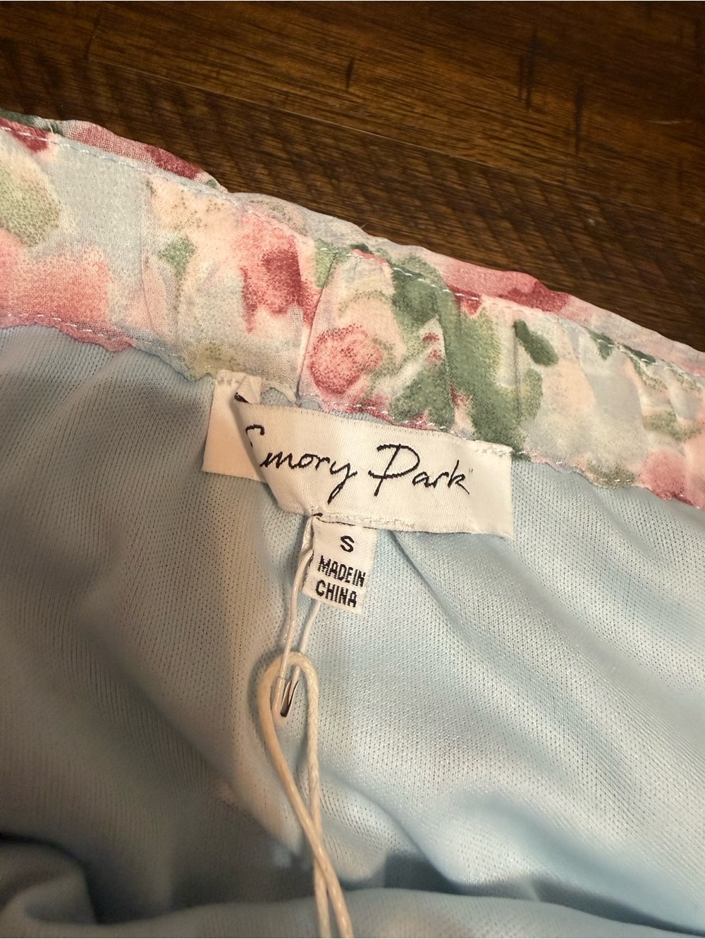 Floral Ruched Drawstring Mini Skirt - Pink & Green - Picture 4 of 5